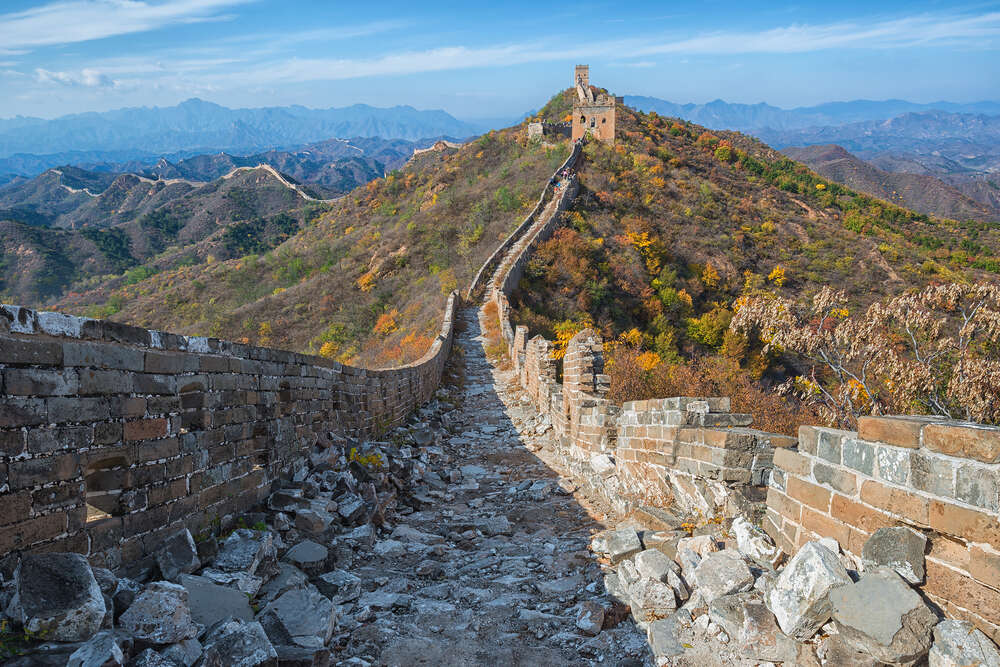 Unrestored part of the great wall of China